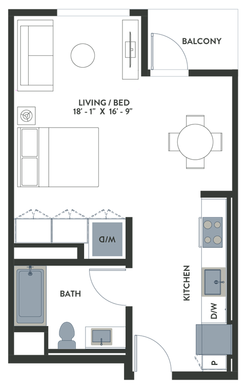Legacy at Hayward Hayward CA Studio S01.01 529 Sq Ft